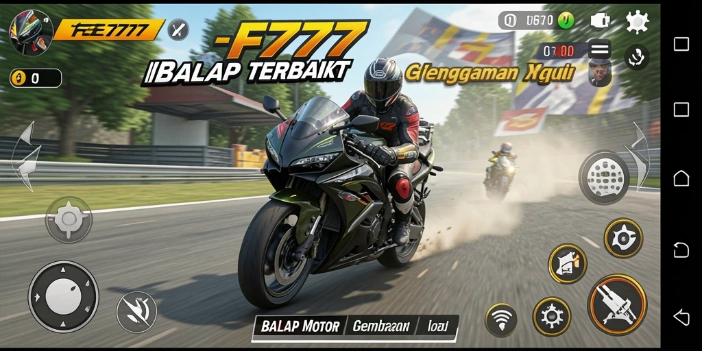 Tampilan gameplay seru dan mendebarkan dari FE777 saat balap motor.
