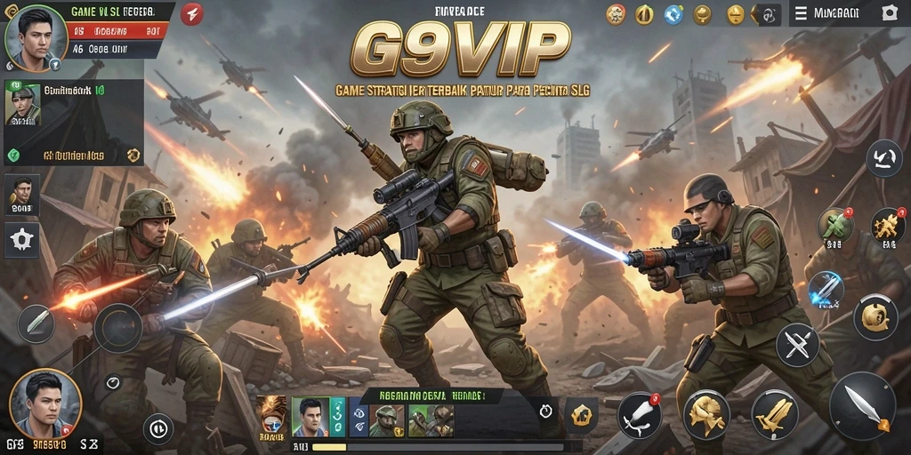 Tampilan gameplay strategis G9VIP dengan aksi pertempuran yang mendebarkan.