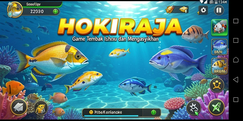 Screenshot gameplay HOKIRAJA menampilkan aksi Tembak Ikan yang seru.