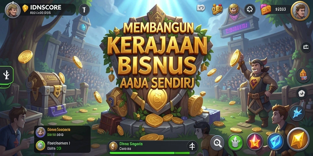 Gameplay seru IDNSCORE menampilkan manajemen bisnis kreatif.